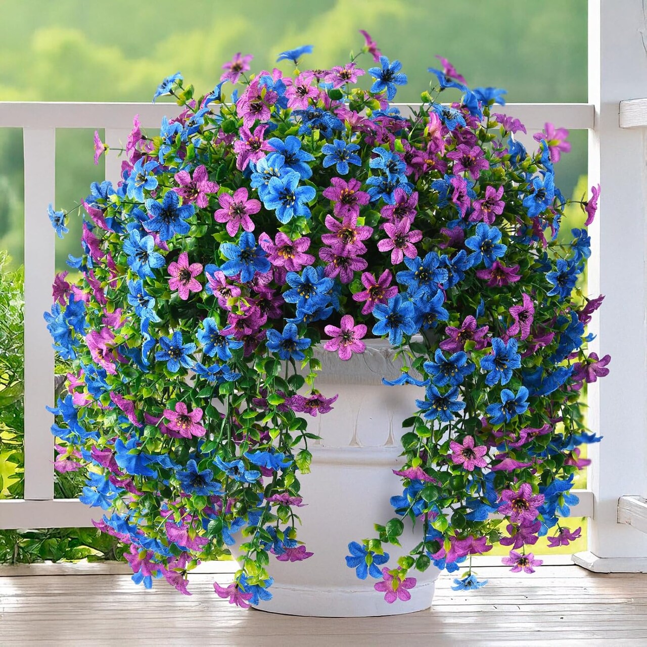 2 Pack Artificial Fall Mums Hanging Flowers – UV Resistant Faux Daisy Plants for Outdoor & Indoor Autumn Décor – Realistic Silk Plants for Porch, Patio, Balcony, Yard & Home